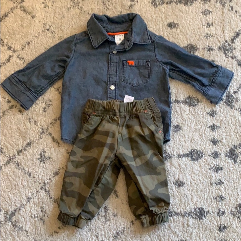 Chambray and Camo Outfit